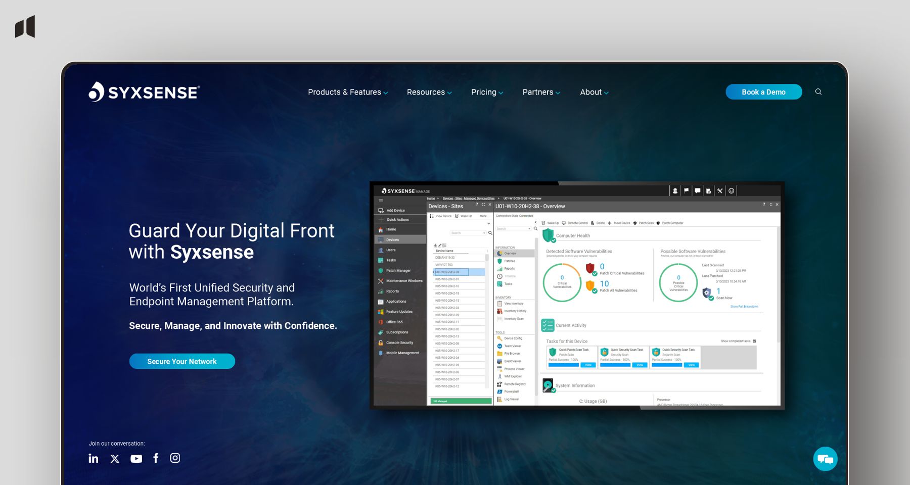 Website design for Syxsense cybersecurity project by Averma, showcasing Surrey website design expertise