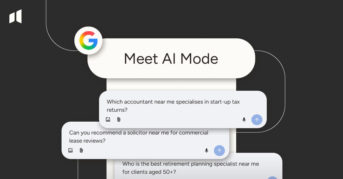AI search mode in Google’s AI Overviews AI search mode showing example questions generated in Google’s AI Overviews