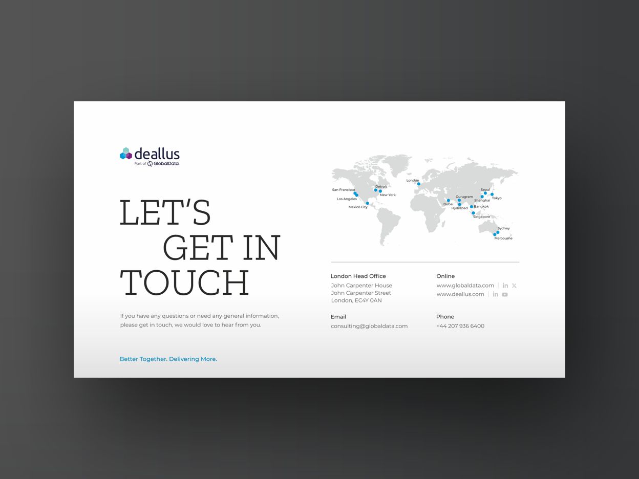 Surrey presentation design for GlobalData contact slide Surrey presentation design for GlobalData final contact slide