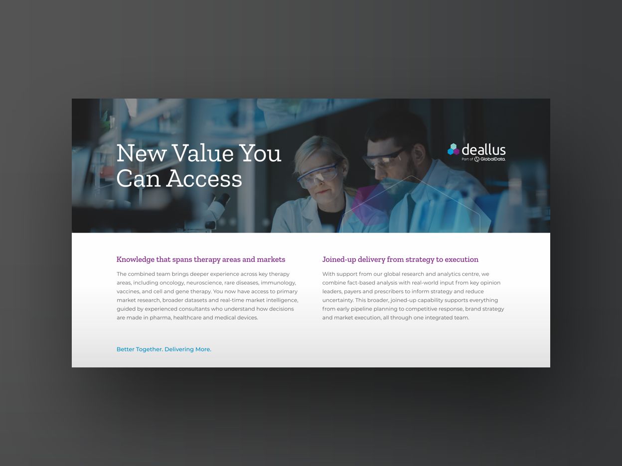 Surrey presentation design for GlobalData new value slide Surrey presentation design for GlobalData showing new value clients can access